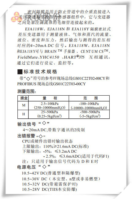 EJA118W、EJA118N和 EJA118Y型